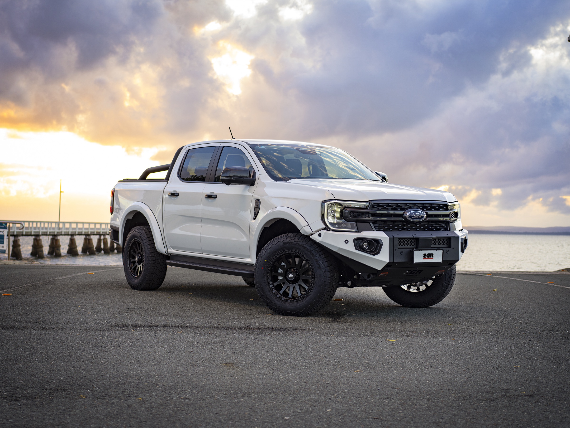 Ford Ranger fitted with EGR accessories at sunset